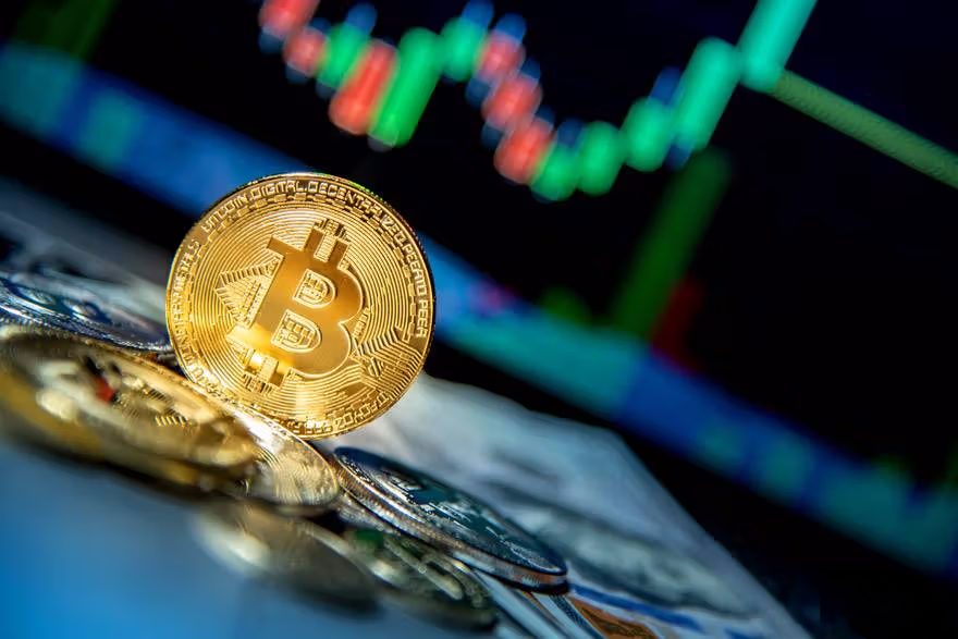 Bitcoin trading chart with cryptocurrency data